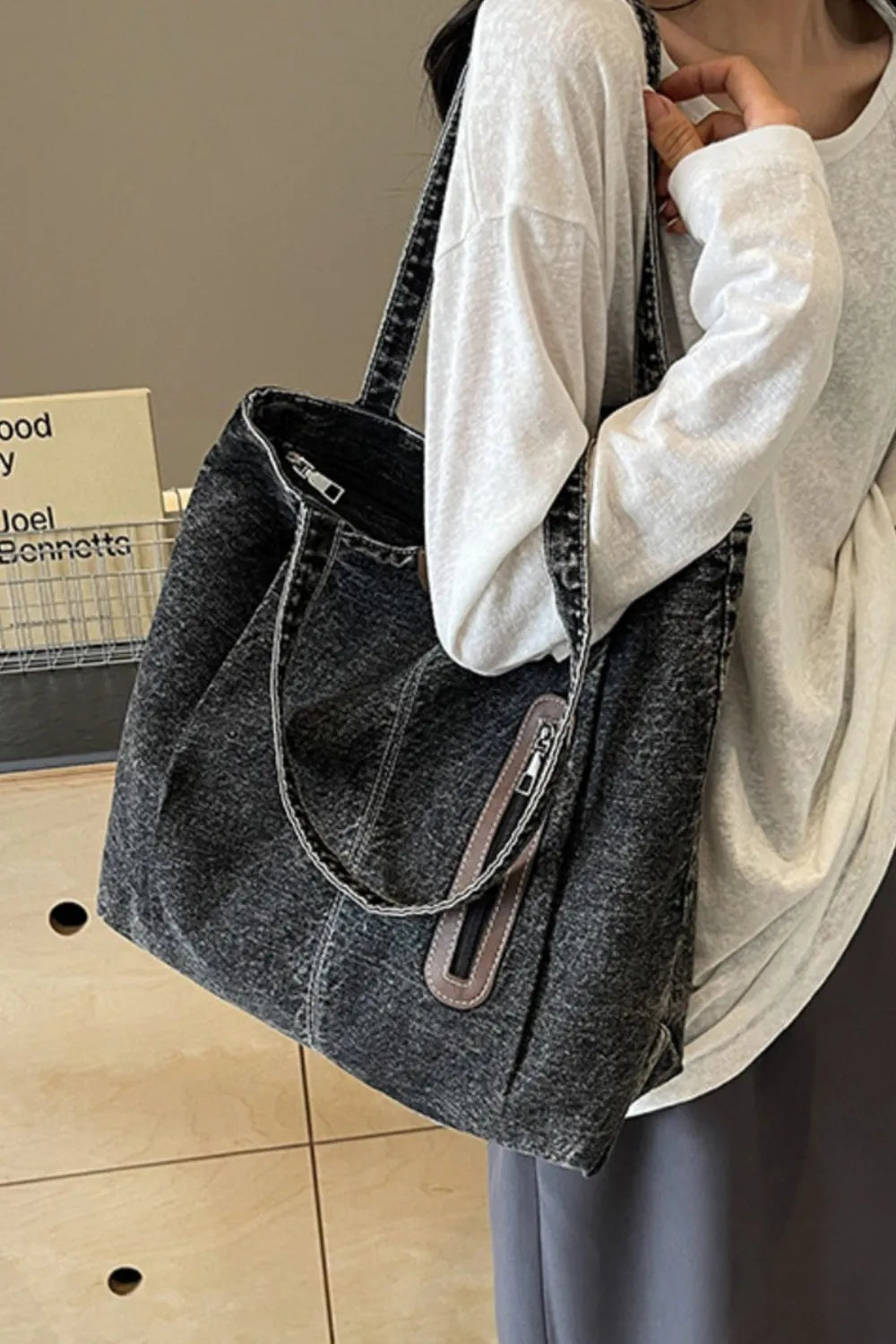 Sac fourre-tout en jean de taille moyenne