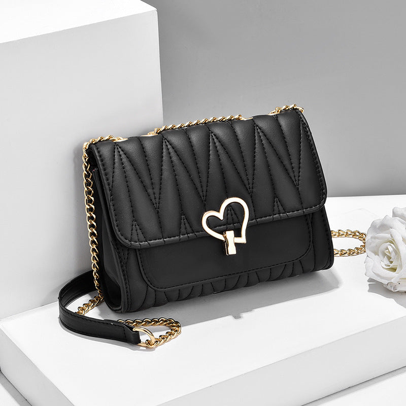 Peach Heart Lock Shoulder Bag Diagonal Cross Bag