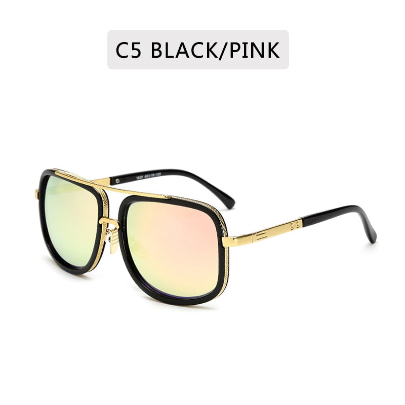 New Fashion Big Frame Sunglasses Men Square  Metal Sun Glasses Women Retro Sun Glasses Vintage High Quality Gafas