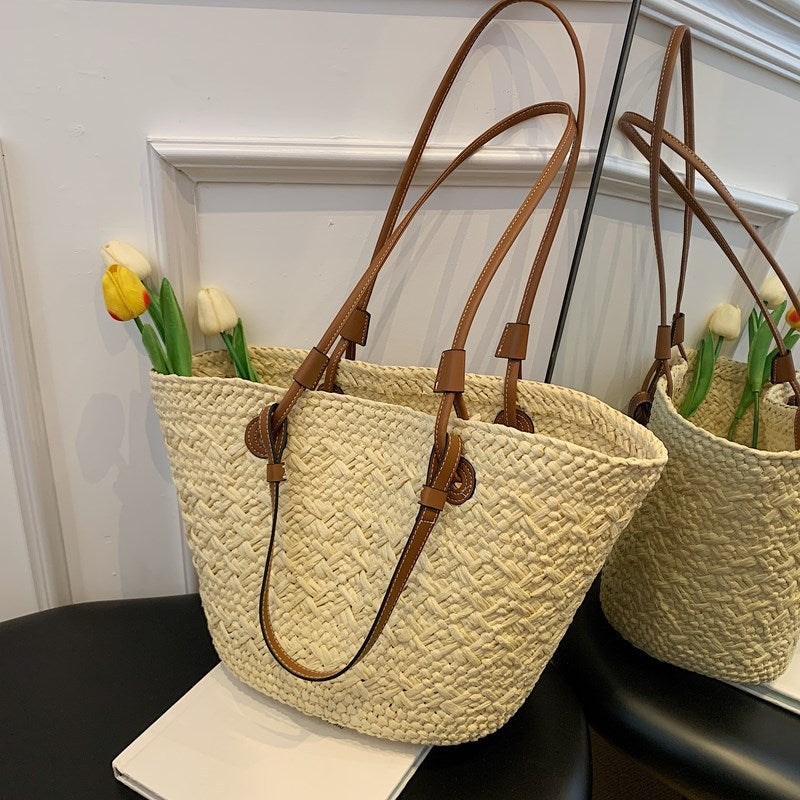 Straw woven bag for women large capacity single shoulder tote bag