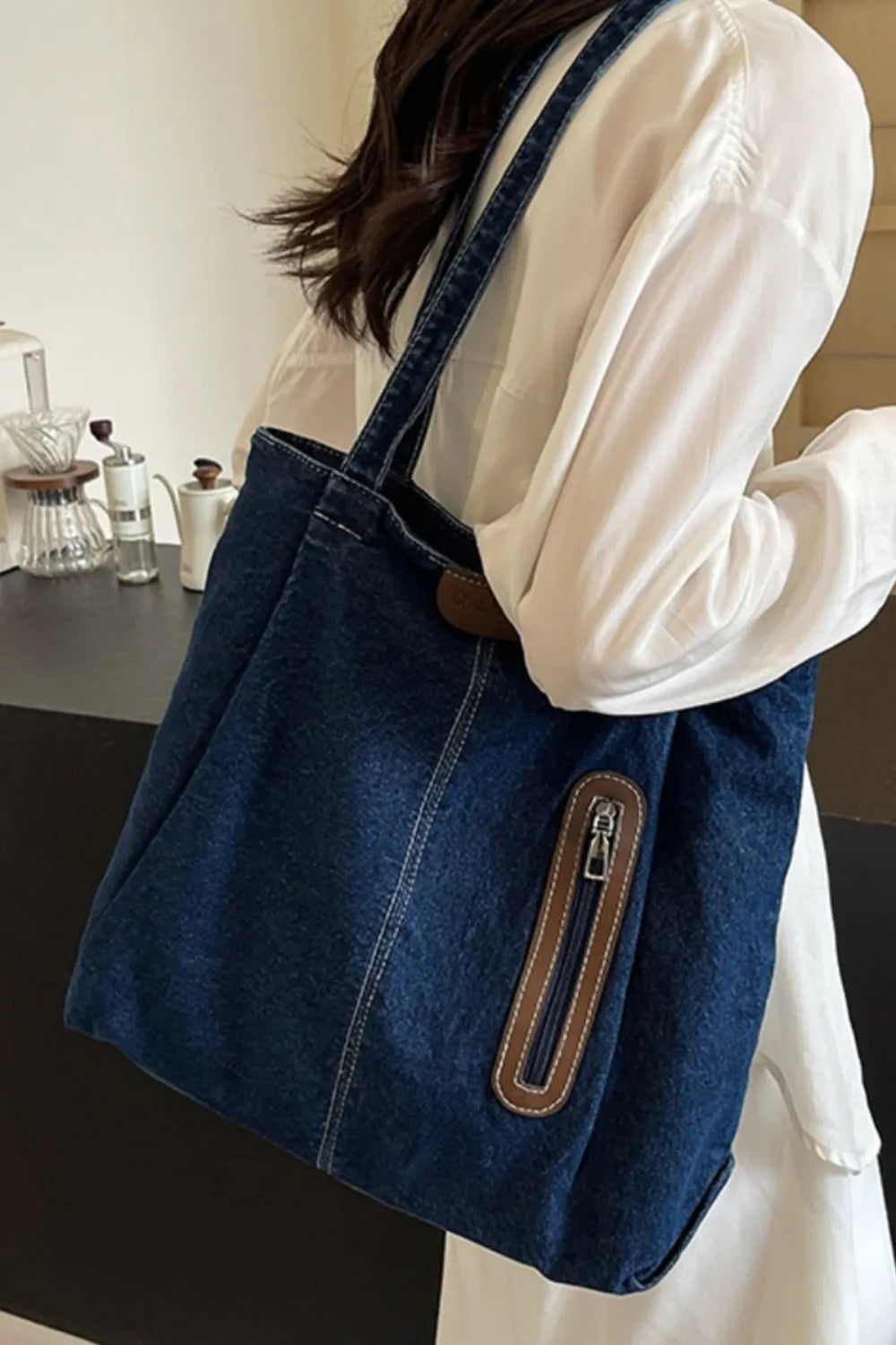 Sac fourre-tout en jean de taille moyenne