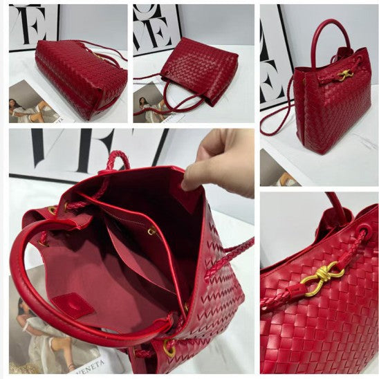 Figure-8 Shaped Metal Bow Genuine Leather Tote Bag, Single Shoulder, Handheld, Large Capacity, Crossbody Women's Bag ...