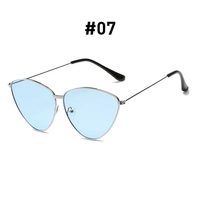 Retro Ocean Color Cat Eye Triangle Sunglasses for Women New  Trend Colorful Vintage Sun Glasses Female Sbades