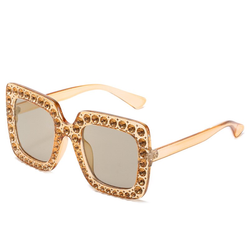 Vintage Oversized Square Colorful Diamond Sunglasses Women Big Frame Luxury Brand Crystal Sun Glasses Rhinestone Eyewear