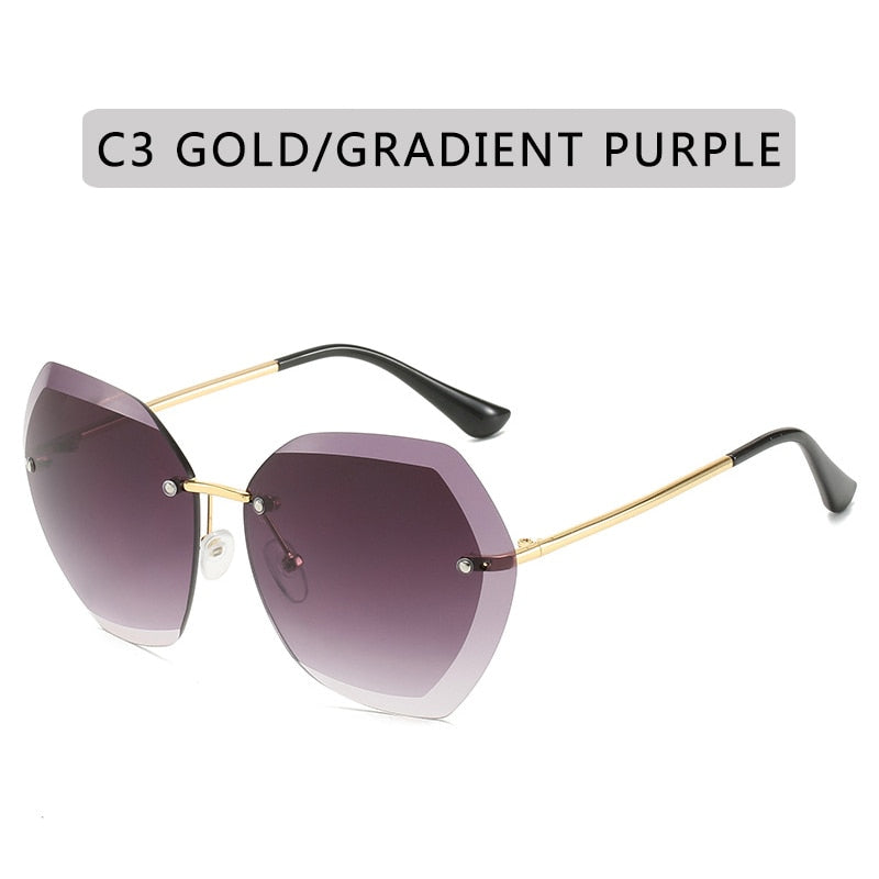 NEW  Vintage Fashion Oversized Rimless Sunglasses Women Famous Luxury Brand Design Square Sun Glasses For Female