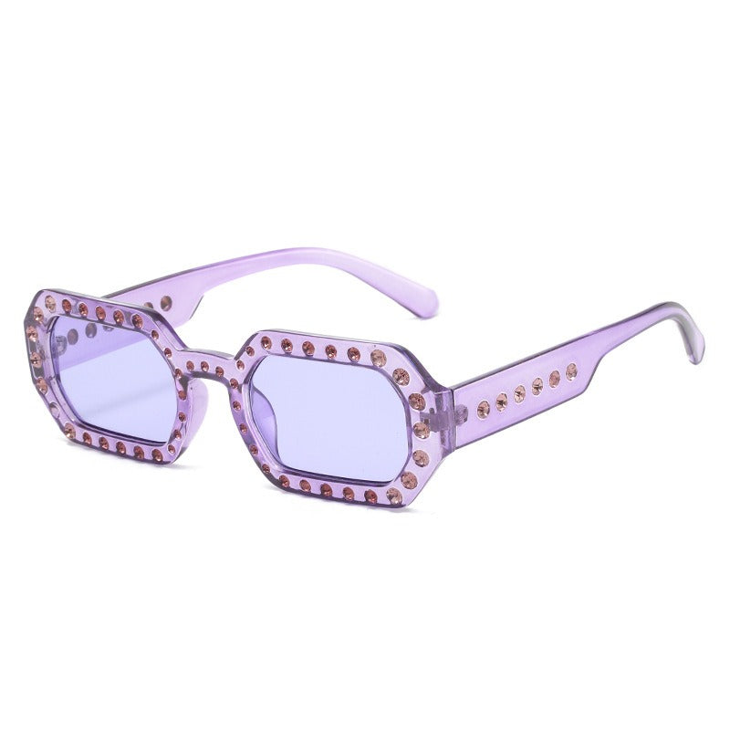 Personalized diamond inlaid sunglasses, small frame sunglasses, sunglasses for women