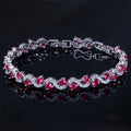 Pulsera de tenis de circonita cúbica AAA+, 5 colores, bañada en plata