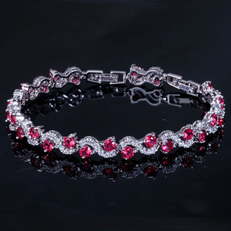 AAA+ Cubic Zirconia Tennis Bracelet, 5 Colors, Silver Plated