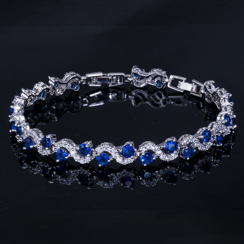 AAA+ Cubic Zirconia Tennis Bracelet, 5 Colors, Silver Plated