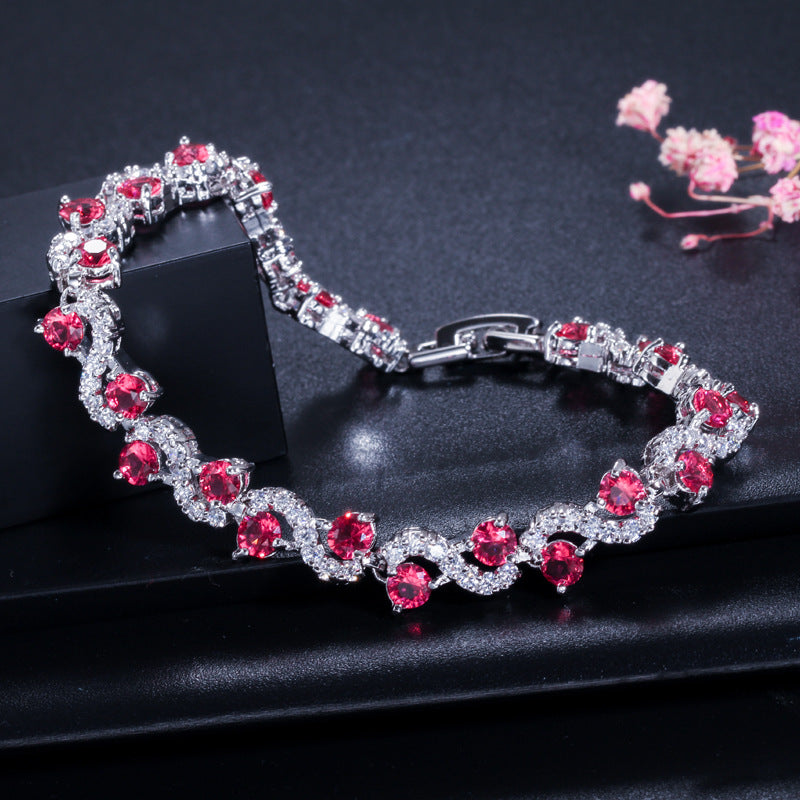 AAA+ Cubic Zirconia Tennis Bracelet, 5 Colors, Silver Plated
