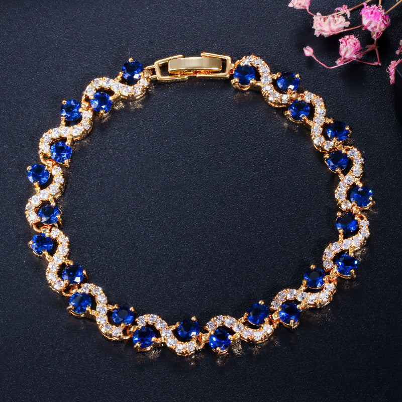 AAA+ Cubic Zirconia Gold-Plated Tennis Bracelet, 5 Colors