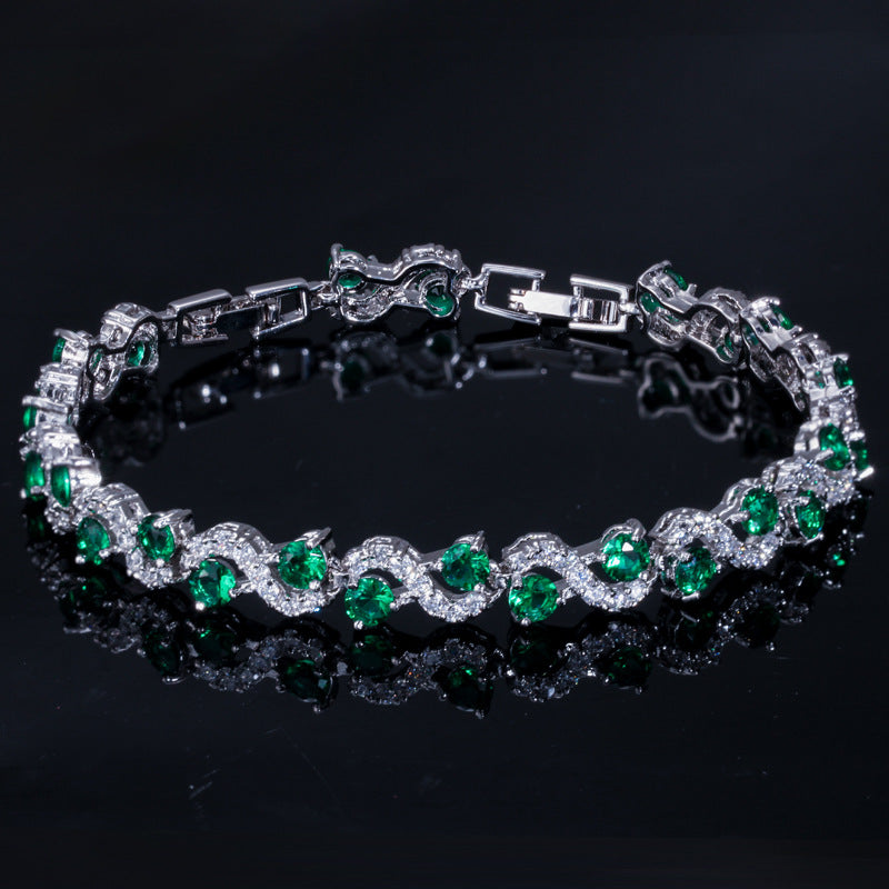 AAA+ Cubic Zirconia Tennis Bracelet, 5 Colors, Silver Plated