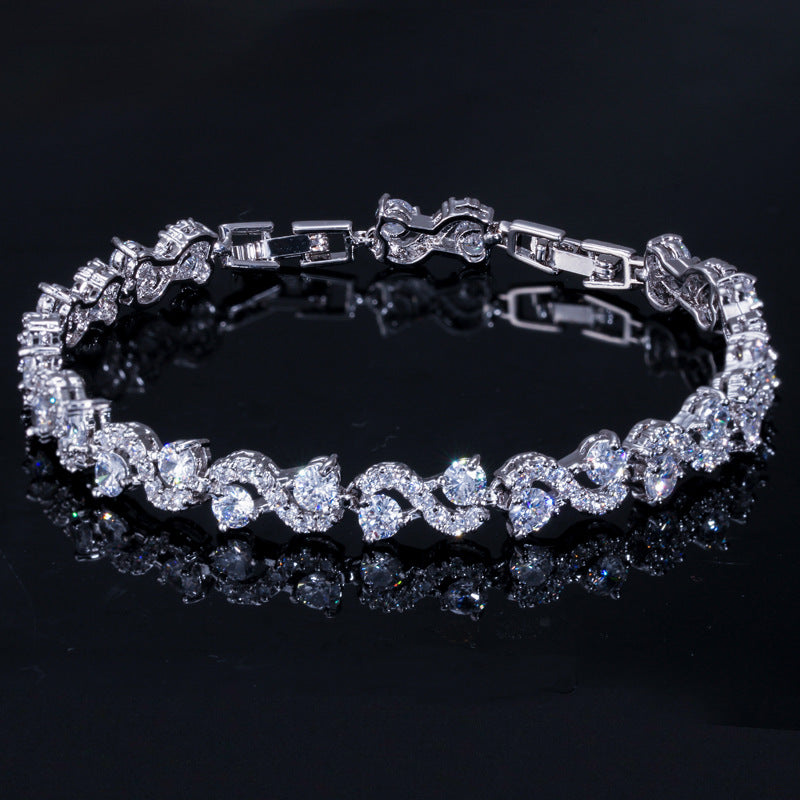 AAA+ Cubic Zirconia Tennis Bracelet, 5 Colors, Silver Plated