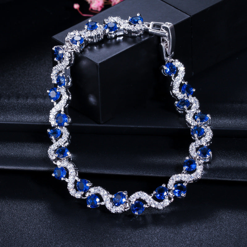 Pulsera de tenis de circonita cúbica AAA+, 5 colores, bañada en plata