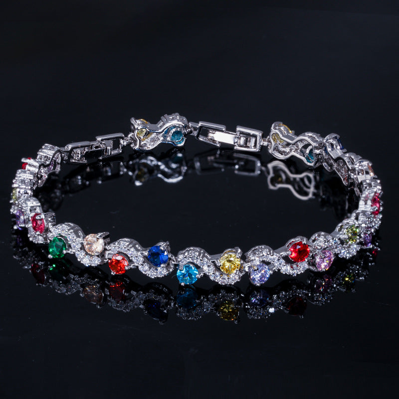 AAA+ Cubic Zirconia Tennis Bracelet, 5 Colors, Silver Plated