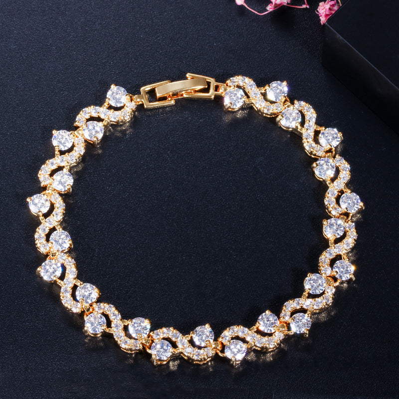 AAA+ Cubic Zirconia Gold-Plated Tennis Bracelet, 5 Colors
