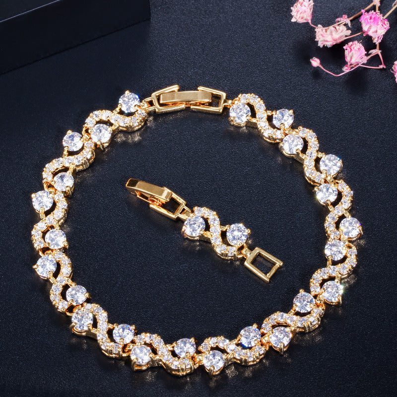 AAA+ Cubic Zirconia Gold-Plated Tennis Bracelet, 5 Colors