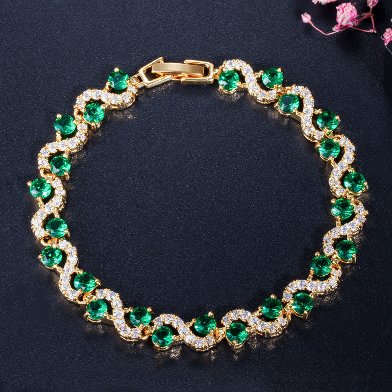 AAA+ Cubic Zirconia Gold-Plated Tennis Bracelet, 5 Colors