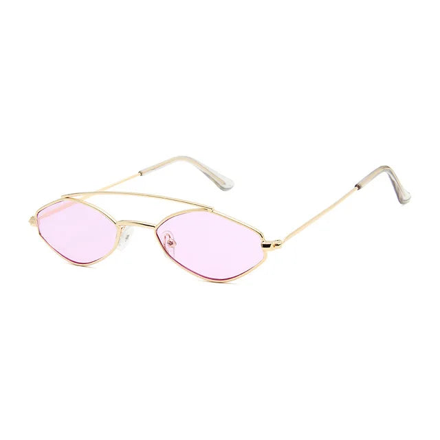 ShoneMes Double Bridge Sunglasses Men Small Metal Frame Women Sun Glasses Vintage Design Lentes De Sol