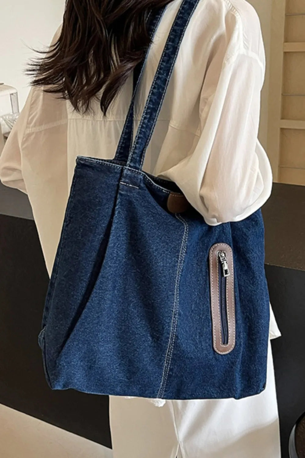 Sac fourre-tout en jean de taille moyenne