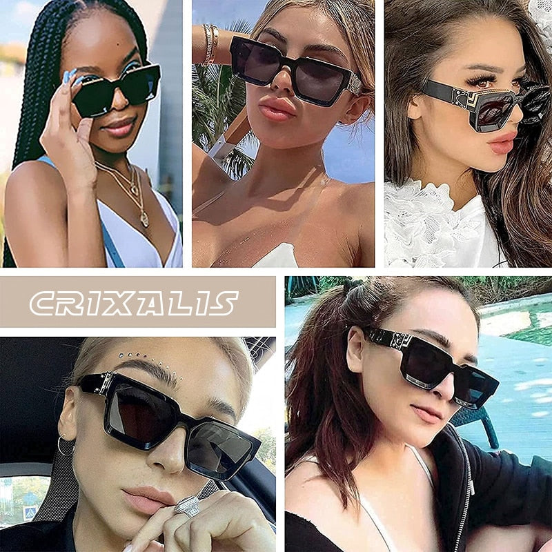 CRIXALIS Fashion Steampunk Sunglasses Women 21 Colors Luxury Brand Square Anti-glare Driving Sun Glasses For Men