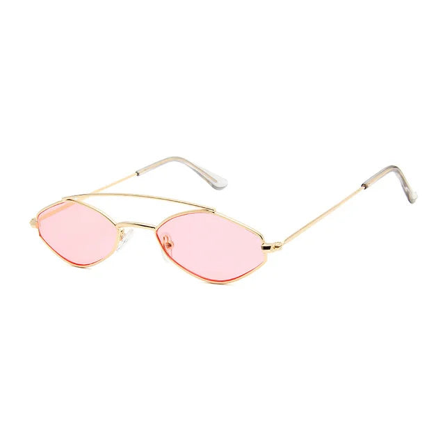 ShoneMes Double Bridge Sunglasses Men Small Metal Frame Women Sun Glasses Vintage Design Lentes De Sol