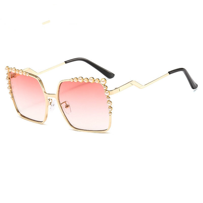 Oversized Square Sun Glasses Ladies New Luxury Pearl Sunglasses Women Brand Designer  Fashion Shades Big Square