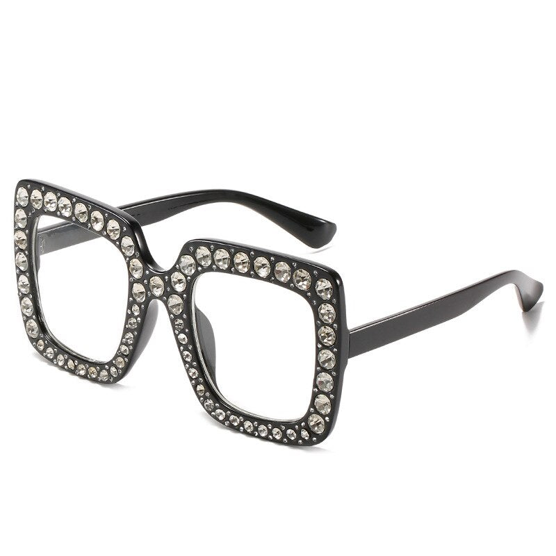 Vintage Oversized Square Colorful Diamond Sunglasses Women Big Frame Luxury Brand Crystal Sun Glasses Rhinestone Eyewear