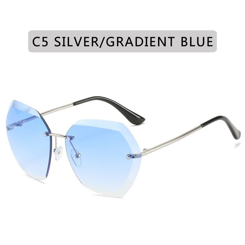 NEW  Vintage Fashion Oversized Rimless Sunglasses Women Famous Luxury Brand Design Square Sun Glasses For Female