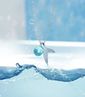 Collier queue de sirène en argent sterling 925 avec pendentif sphère en cristal bleu clair, chaîne ajustable