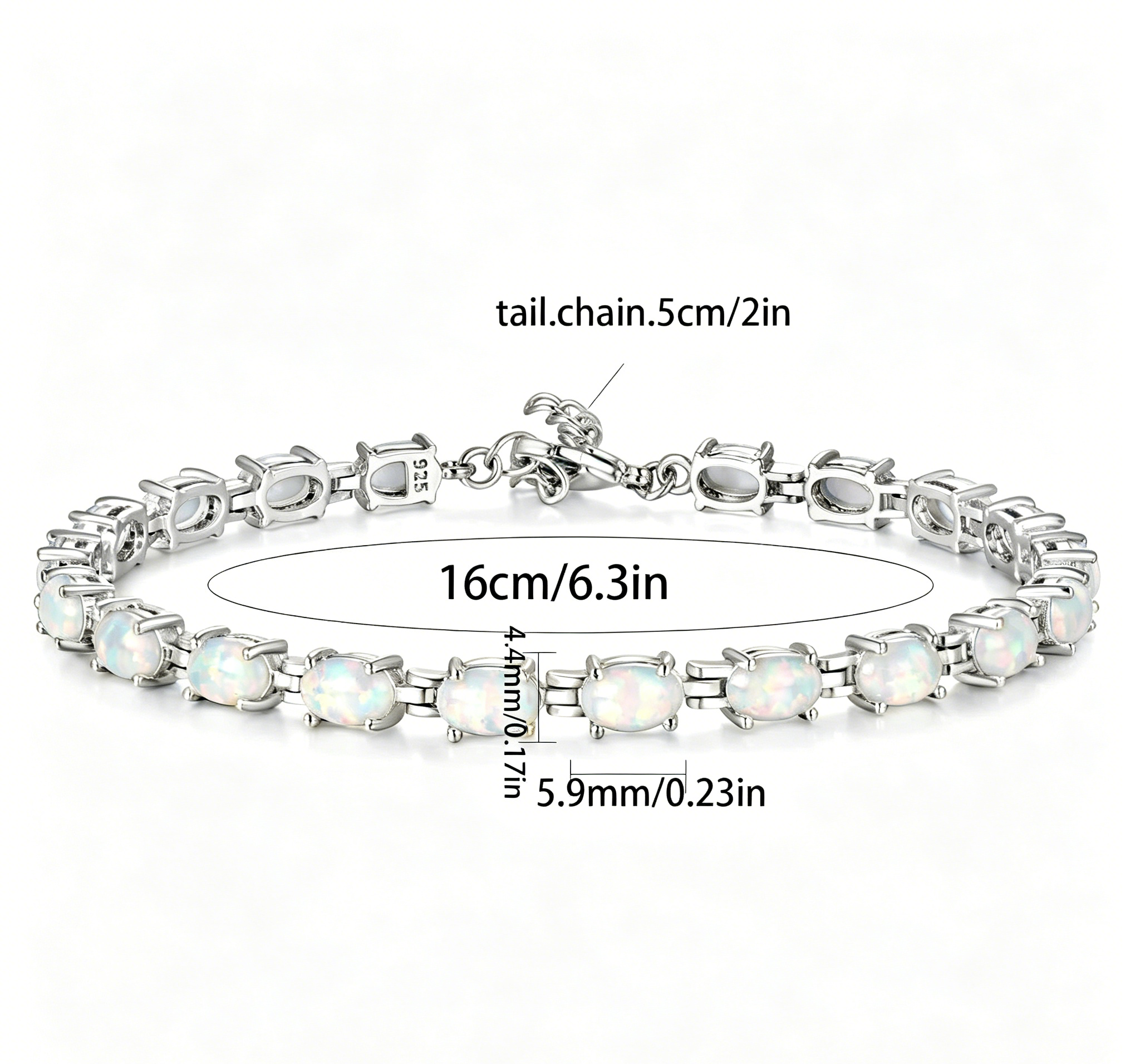 925 Sterling Silver Blue Opal Tennis Bracelet