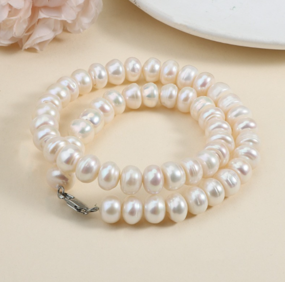 Large 11-12mm Freshwater Natural Pearl Necklace, Luxurious White Pearl Necklace