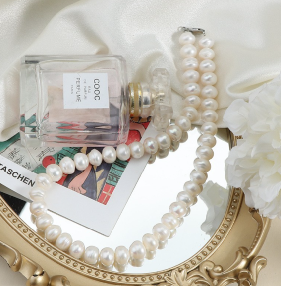 Large 11-12mm Freshwater Natural Pearl Necklace, Luxurious White Pearl Necklace