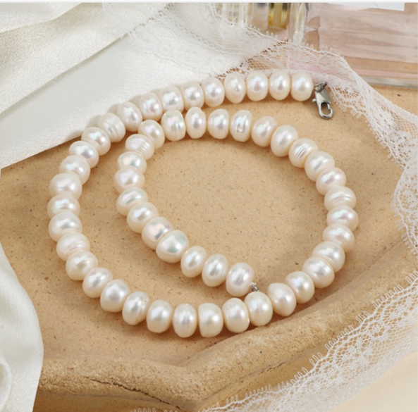 Large 11-12mm Freshwater Natural Pearl Necklace, Luxurious White Pearl Necklace