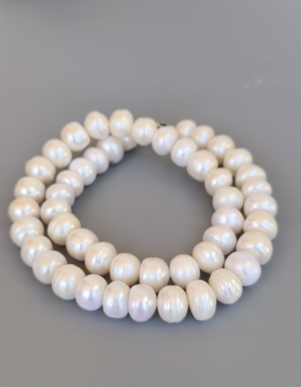 Large 11-12mm Freshwater Natural Pearl Necklace, Luxurious White Pearl Necklace