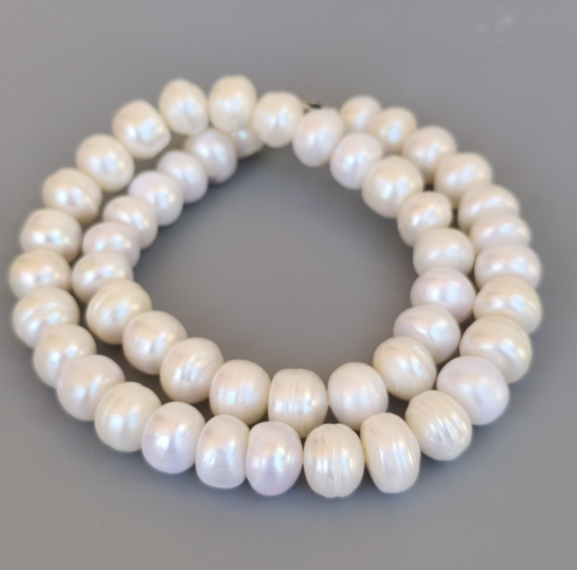 Large 11-12mm Freshwater Natural Pearl Necklace, Luxurious White Pearl Necklace