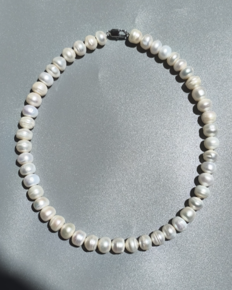 Large 11-12mm Freshwater Natural Pearl Necklace, Luxurious White Pearl Necklace