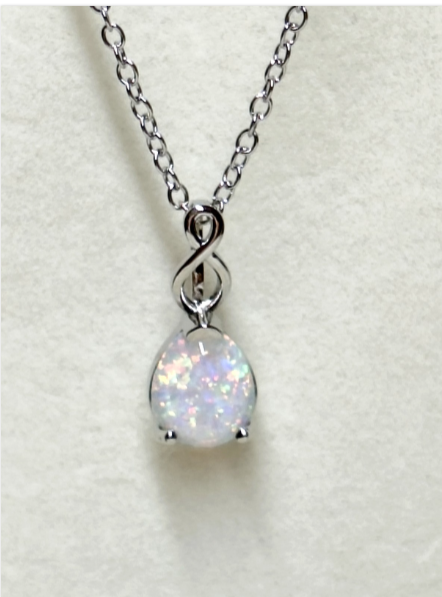 Teardrop Opal Infinity Twist Pendant Necklace