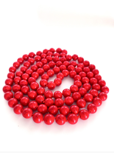 126cm Long Two Strand 10mm Natural Turquoise Round Bead Necklace Women Boho Beach Layering Jewelry