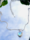 925 Silver Necklace with Opal Pendant, Hypoallergenic. Nickel-free.