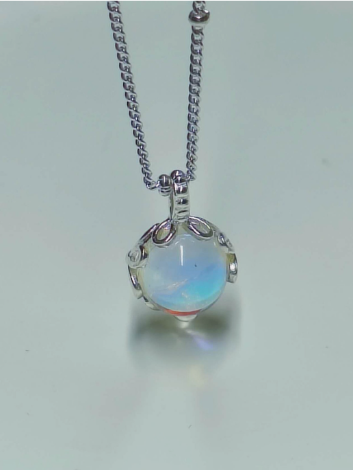 925 Silver Necklace with Opal Pendant, Hypoallergenic. Nickel-free.
