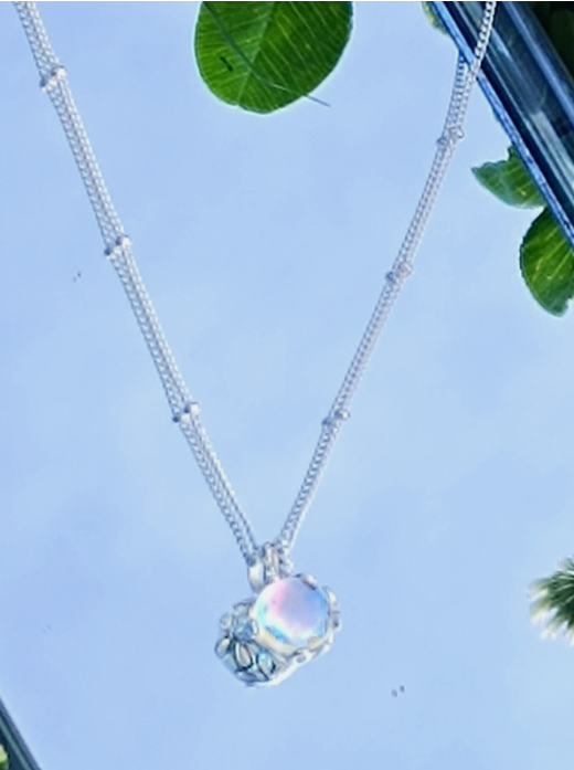925 Silver Necklace with Opal Pendant, Hypoallergenic. Nickel-free.