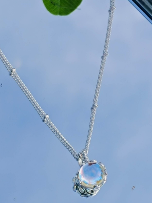 925 Silver Necklace with Opal Pendant, Hypoallergenic. Nickel-free.