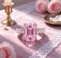 Zircon and pink rhinestone ring