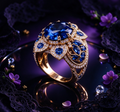 Une bague élégante au style classique ornée d'une pierre précieuse bleue en forme de fleur.