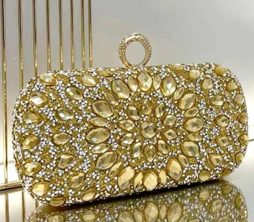 Luxury Rhinestone Zircon Hard Case Evening Clutch Bag, Women Sparkly Crystal Formal Handbag Detachable Chain Strap Ring Clasp Purse for Wedding Prom Party