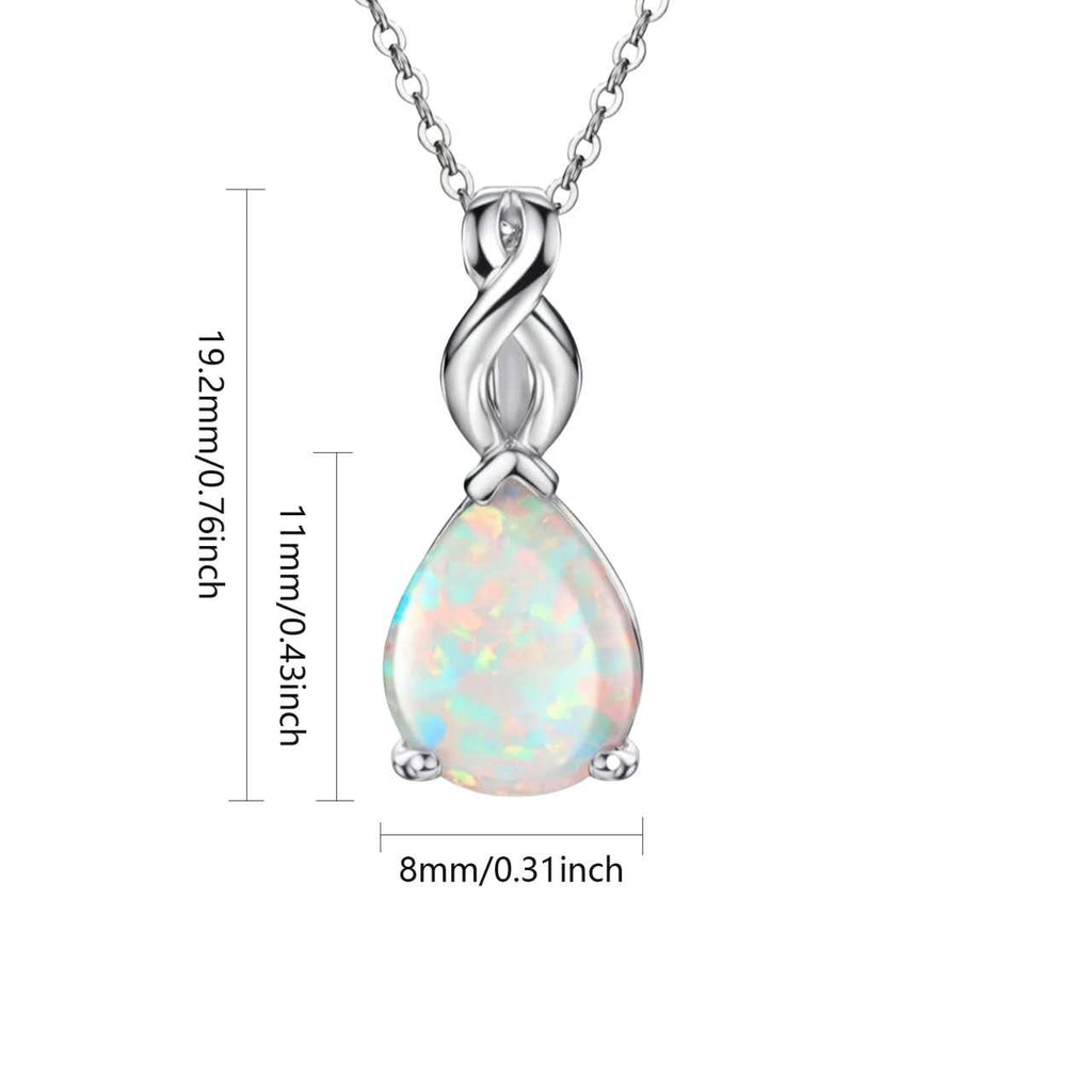 Teardrop Opal Infinity Twist Pendant Necklace