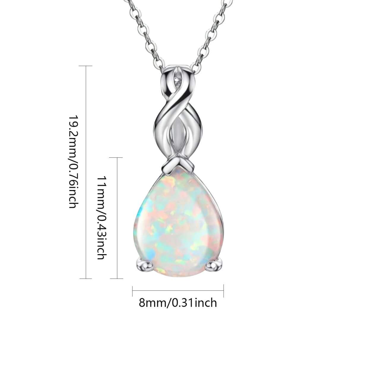 Teardrop Opal Infinity Twist Pendant Necklace