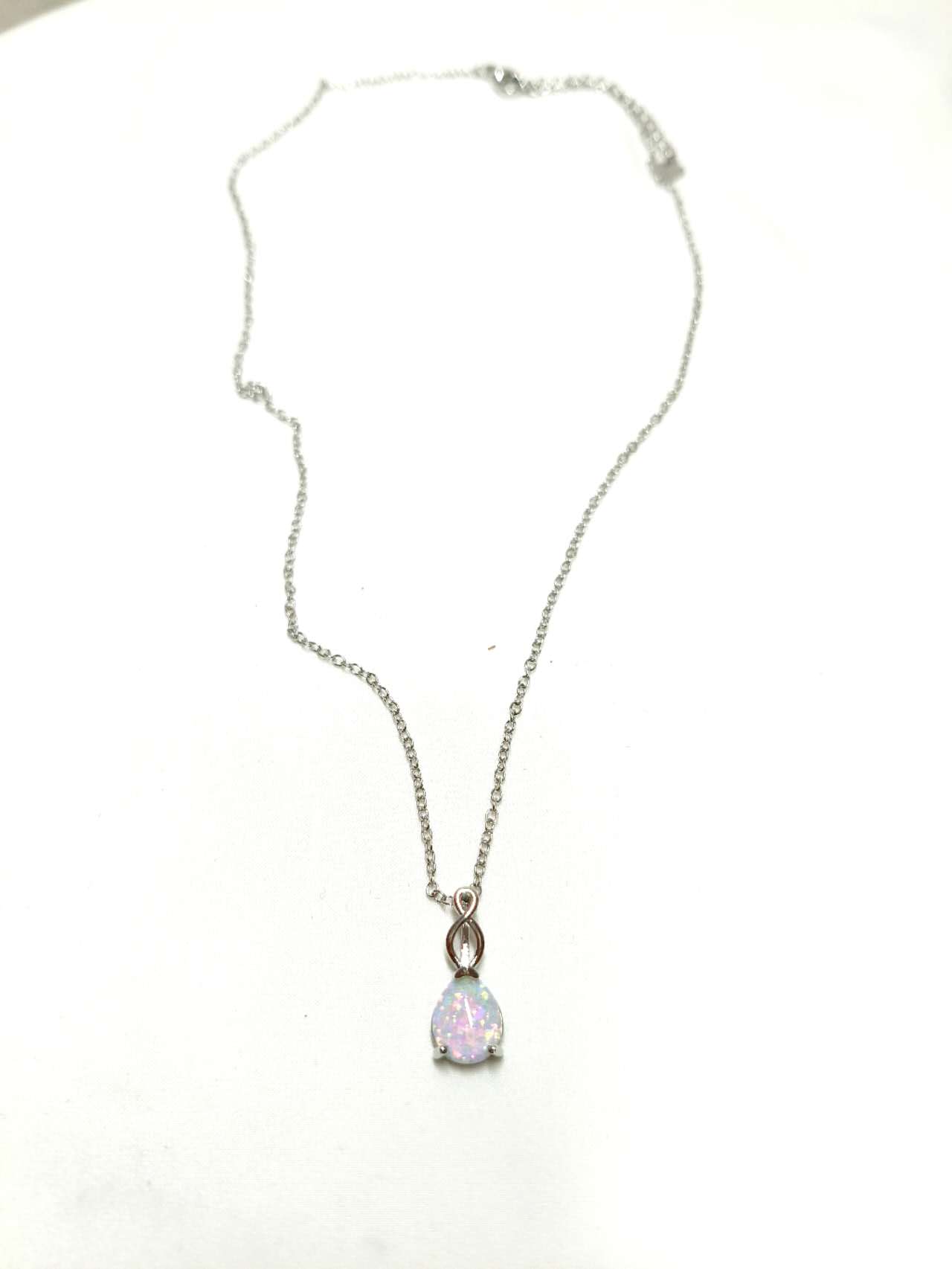 Teardrop Opal Infinity Twist Pendant Necklace
