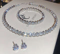 AAA Shiny Zircon Jewelry Set, Necklace+Bracelet+Stud Earrings, Hypoallergenic